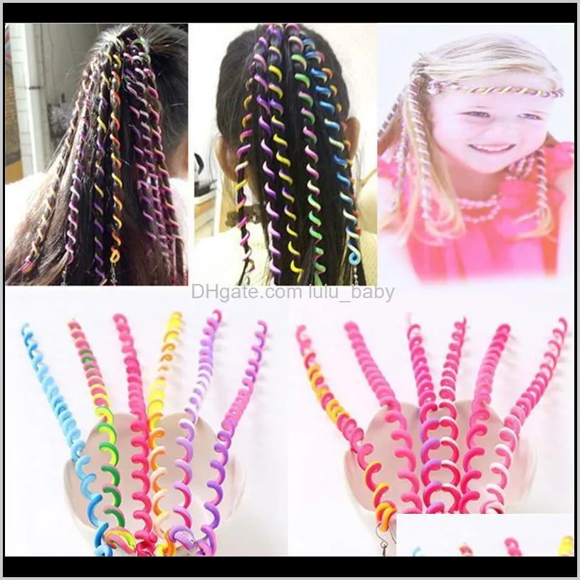 6pcs/lot rainbow color cute girl curler hair braid hair styling tools hair roller braid maintenance the princess accessory