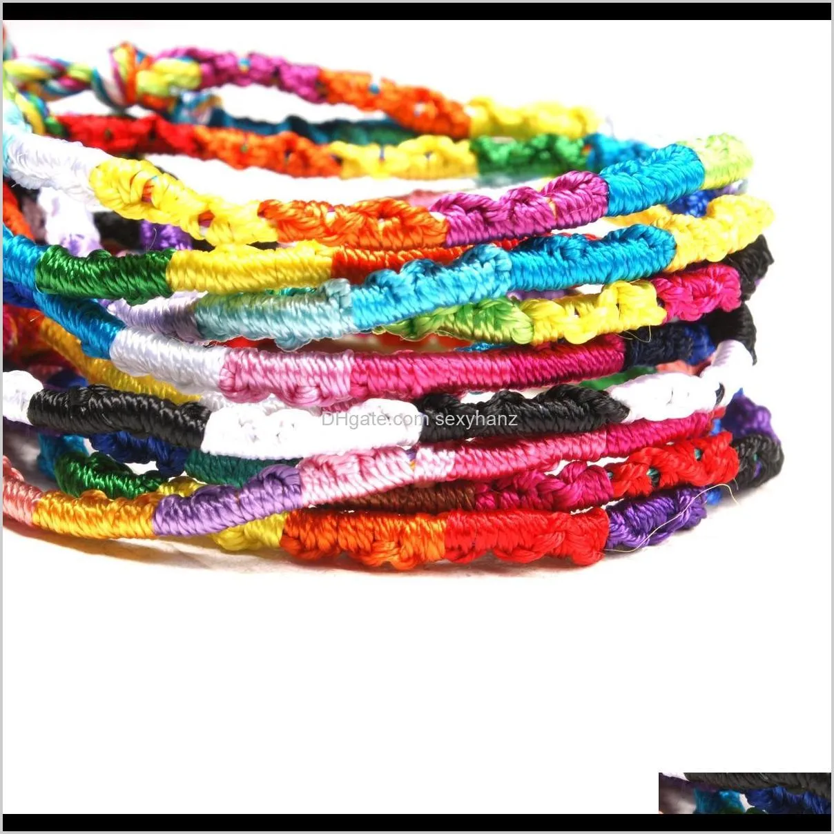 kimter friendship bracelet nepalese national wind handmade rainbow bangle hand rope woven wristbands jewelry gift 10pcs/pack 
