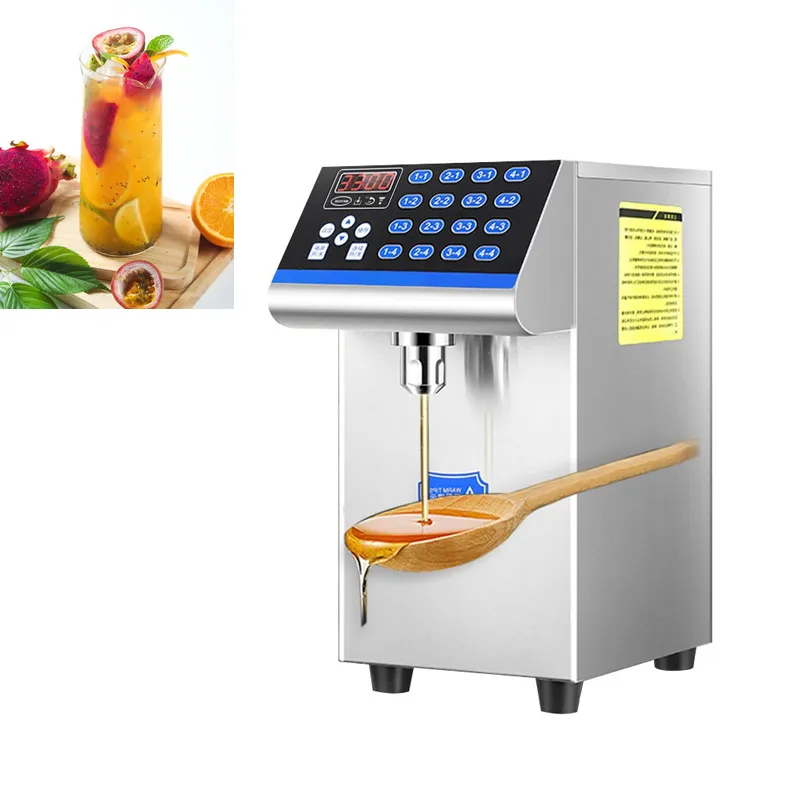 8000cc Fructos Kvantitativ maskin Automatisk fruktos Dispenser Bubble Tea Utrustning 16 Grid Rostfritt Stål sirap Dispenser