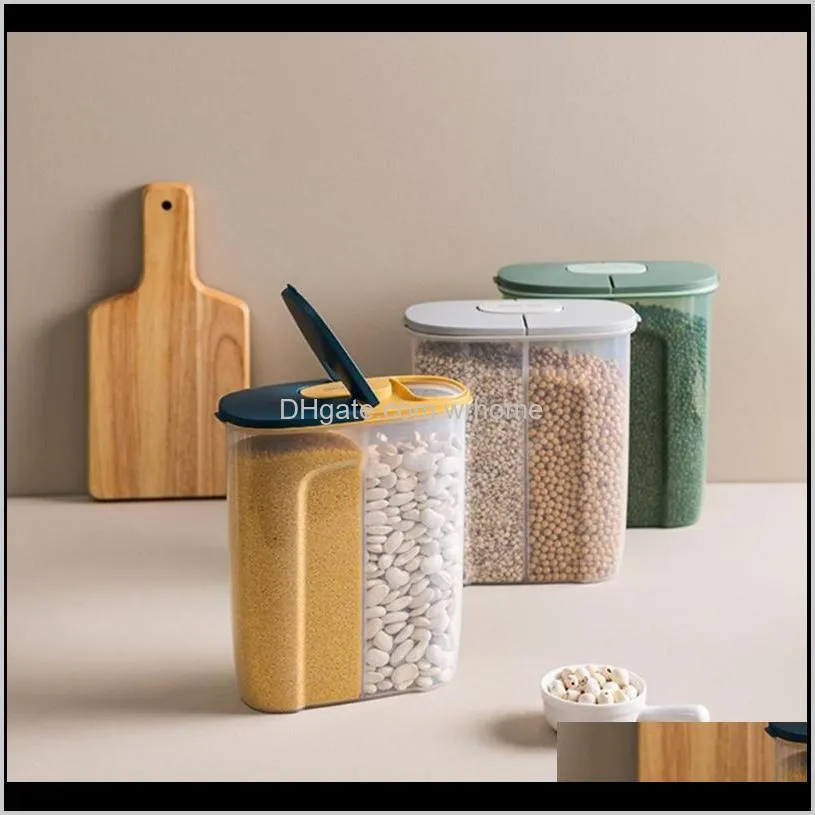 storage box double-layer kitchen grain and tank double-layer, dry goods, plastic moisture-proof sealed bottles & jars