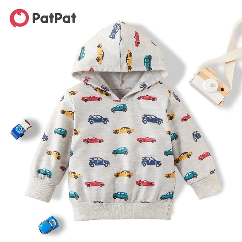 春と秋の赤ちゃんの幼児男の子のトレンディな車のプリントの子供たちのためのパーカー服210528