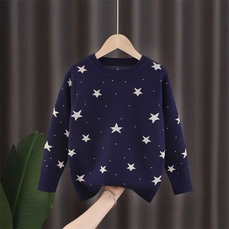 Winter Girls Sweaters Star Sweater Knitwear Children Clothing 211201