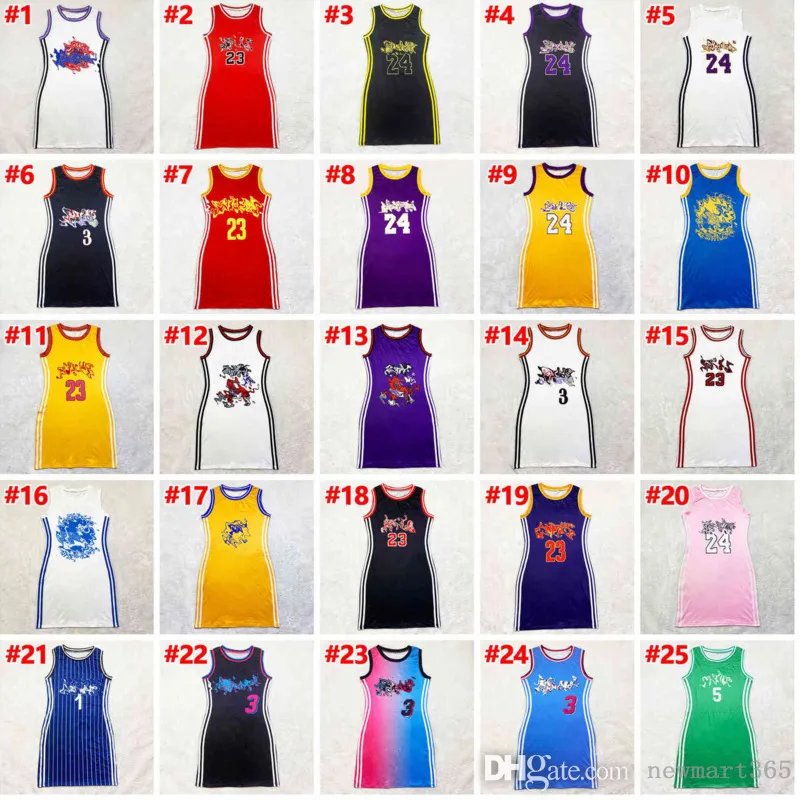 Women Dresses Basketball Baby Outfits Sexy Casual Wedding Dress Sided Printed Sleeveless Jumpsuit Skirt