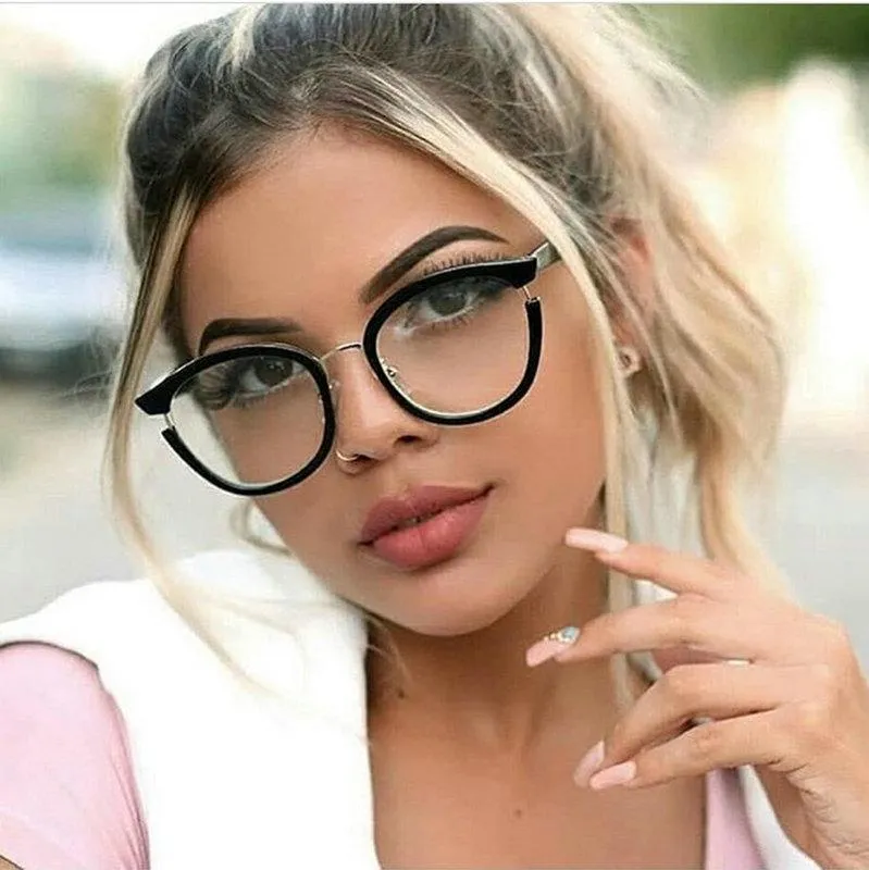 Marka Kobiety Okulary Optyczne Ramka Kot Glamorous Eyeglasses Komputer Czytanie Okulary FML Okulary przeciwsłoneczne