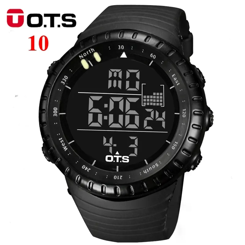 OTS Reloj para hombres LED Deportes Reloj digital Reloj 50M Hombres impermeables Hombres Top Marca Hora de lujo Relojes de pulsera militares Relogio Masculino 210527