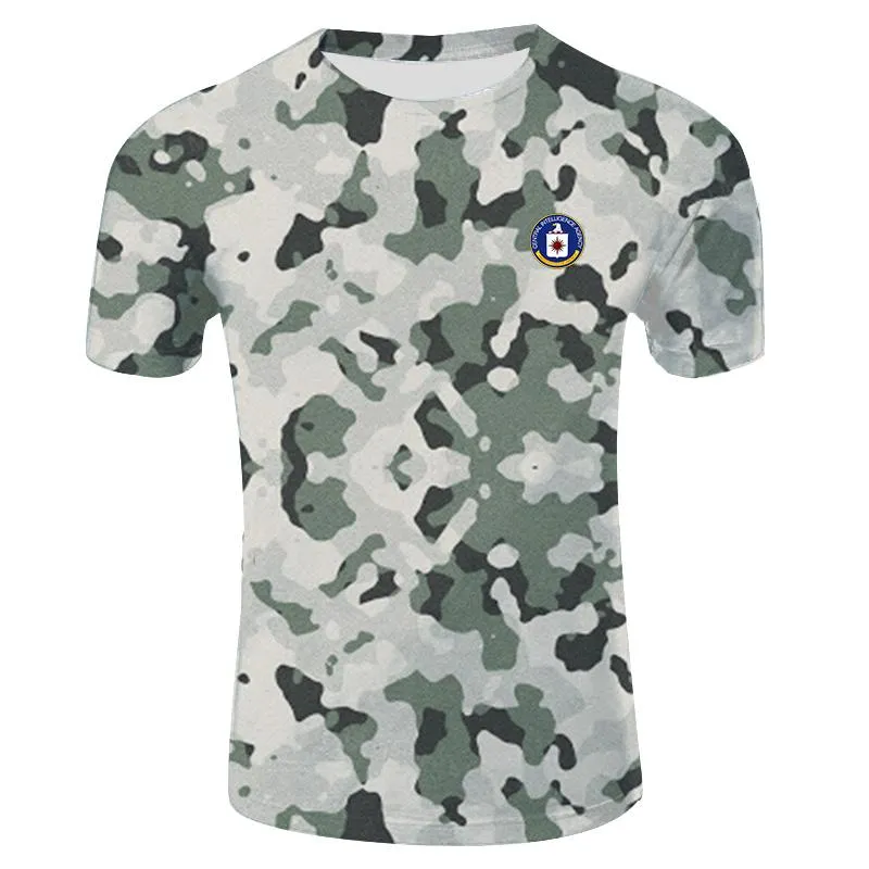 Koszulki męskie Lato Drukowanie 3D Kamuflaż Moda T-shirt CIA Siły Specjalne Dorywczo Sport Outdoor Sport Polowanie Koszula