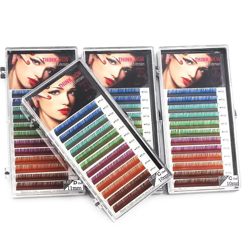 Partihandel DIY Individuell Falska Ögonfransar Mix Rainbow Color Eyelash Extension Party Cosplay Makeup Kosmetiska Skönhetsverktyg