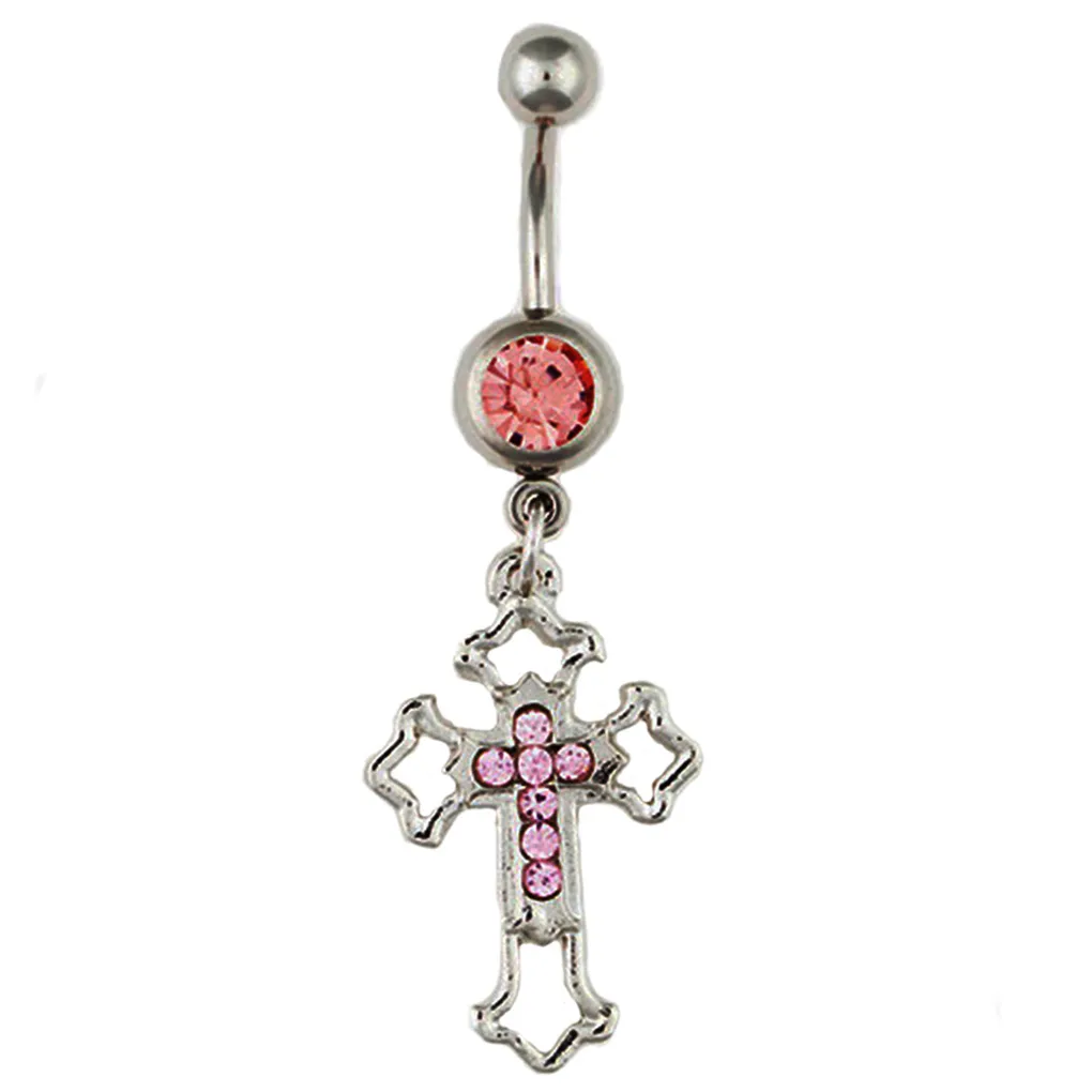 YYJFF D0538 Cross Pink Color Belly Navel -knappring