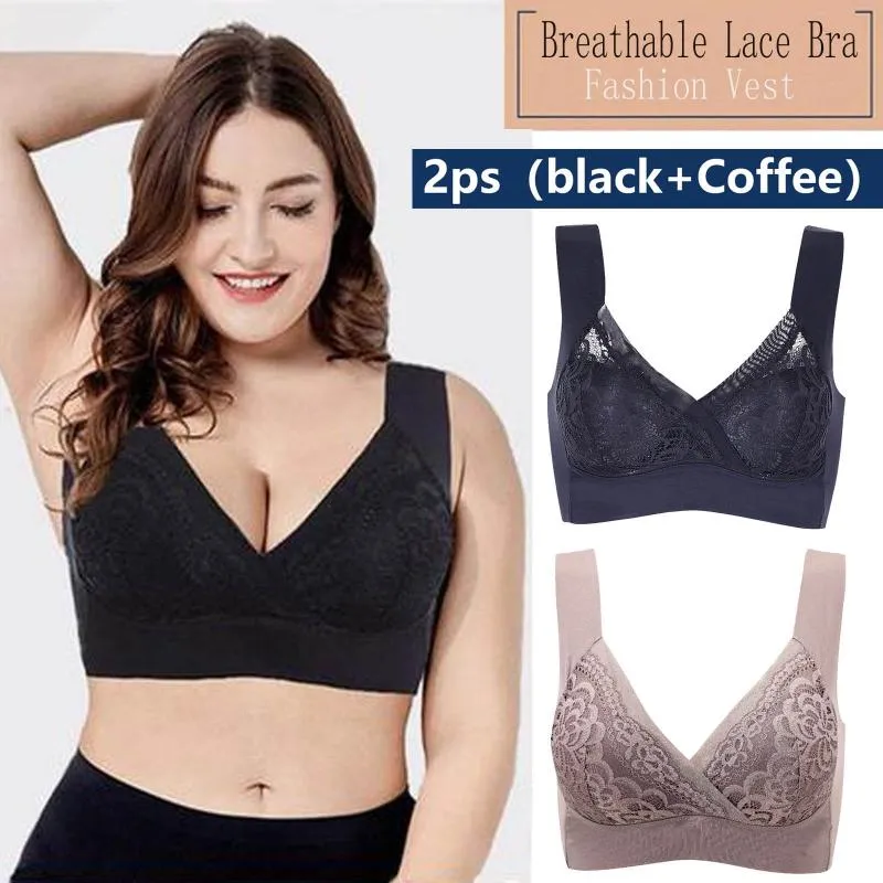 Pcs Women Back Buckle Cotton Bra Wire Free Plus Size Underwear Widened Shoulder Straps Brasieres Comfort Black Breast Cover Camisoles & Tank