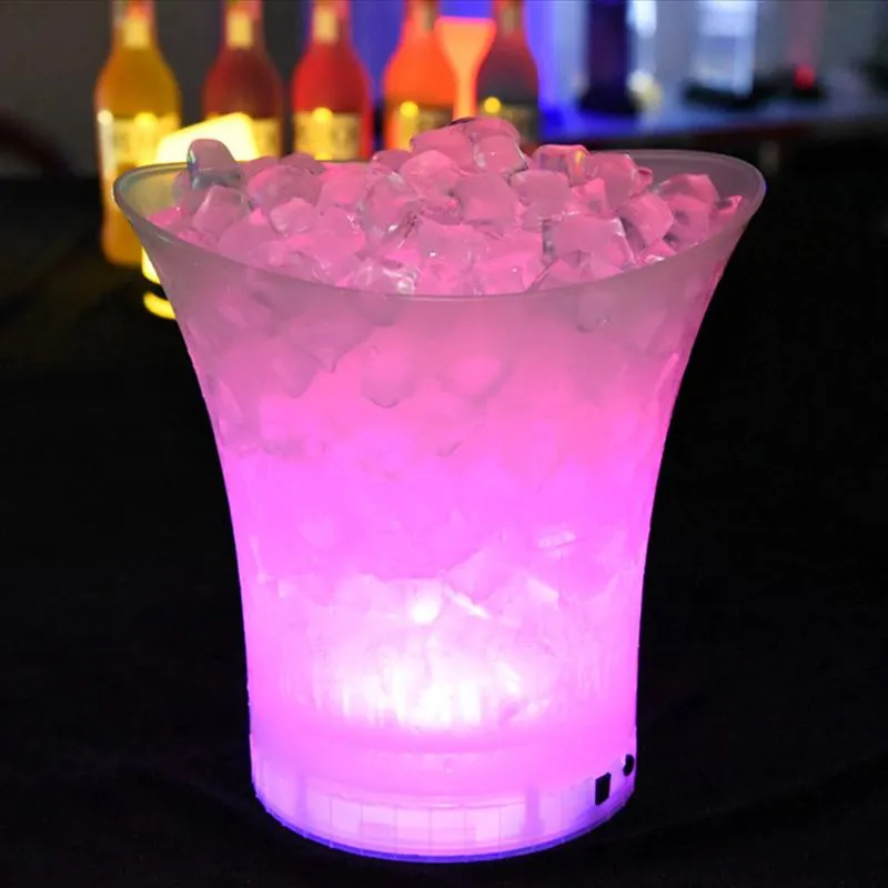 Ice Buckets And Coolers LED 5L Waterproof Plastic Bucket 6 Color Bars Nightclubs Light Up Champagne Beer Night Party