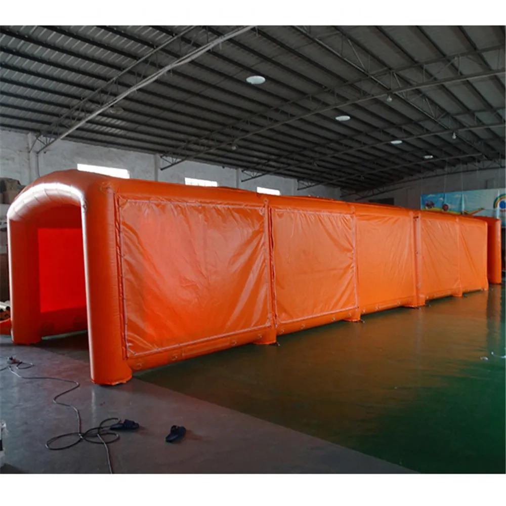 오렌지 튜브 마키 팽창 식 터널 텐트 광고 전시회 무역 아치 모양 스포츠 입구 보호소