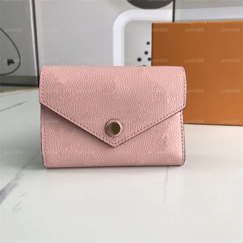 2020 Top quality women original box purses luxury real leather multicolor short wallet Card holder classic zipper pocket wallets