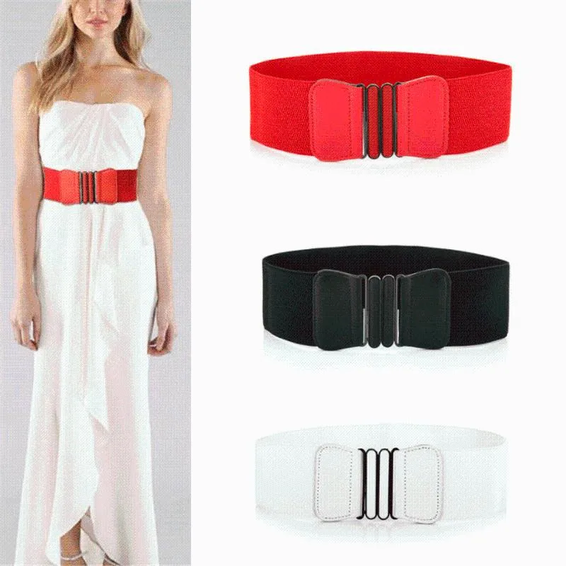 Belts Nieuwe Brede Versie Riem Gordel Dames Mode Alle-Match Decoratieve Jurk Jas Elastische Pin Gesp Riemen Versieren