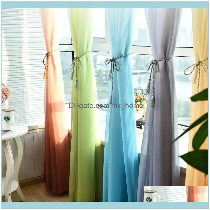 Curtain & Drapes Gradient Color Tulle Sheer Door Window Screening Drape Scarf Home Textile Series Decoration