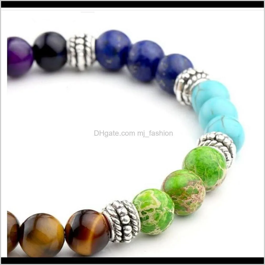chakra reiki bracelet energy quartz bracelets healing balance beads women fashion jewelry charms bracelets beaded 0696