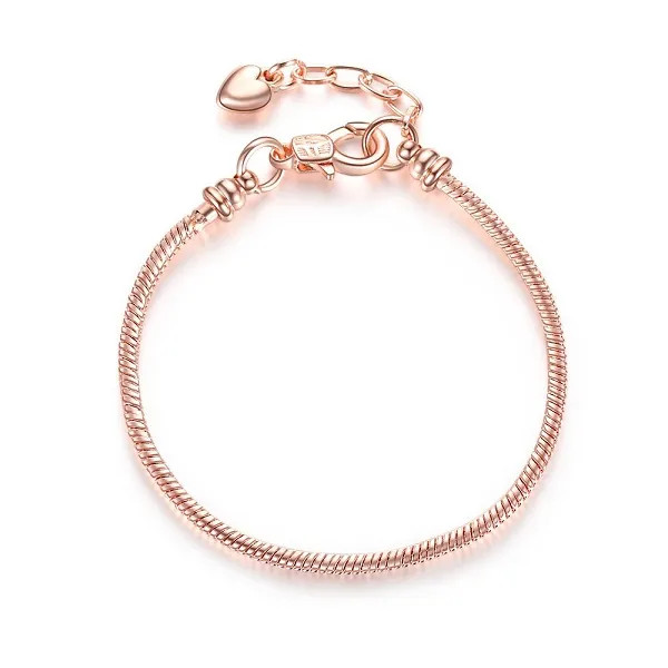 En gros 16-21 cm plaqué argent perles de charme Bracelet 3mm chaîne serpent fermoir mousqueton perles européennes pour Bracelet Pandora perles de charme bracelet bijoux bricolage