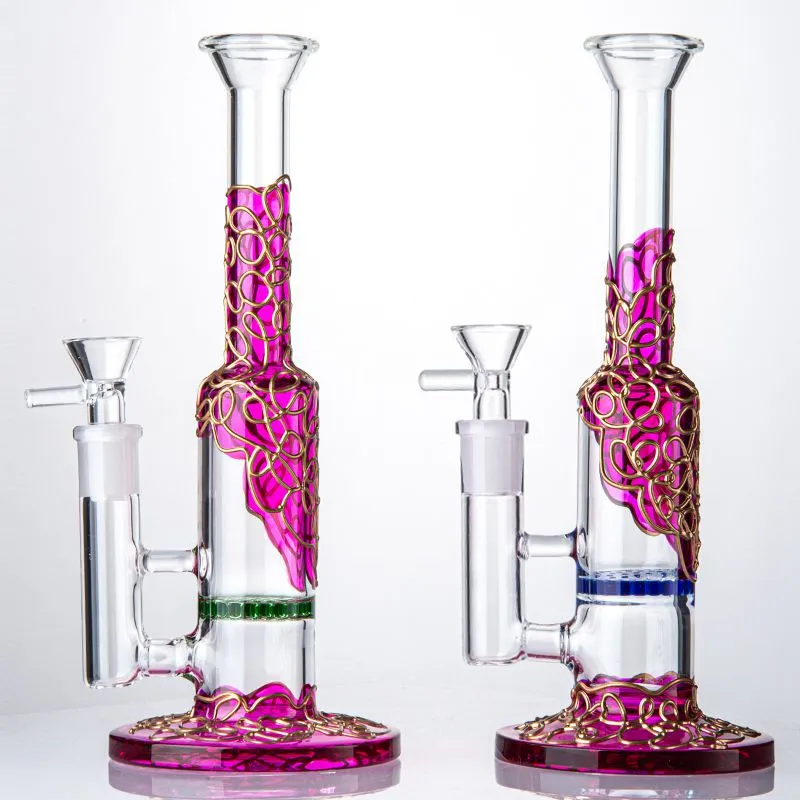 Heady Glass Hookahs Comb Perc Oil Dab Rigs 3mm Tjocka 9 "Tall Vattenrör 14mm Kvinna Joint med Bowl Bongs