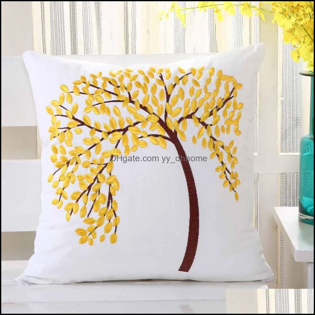 100% Cotton Embroidery Flowers Pattern Throw Pillow Cushion Cover Home Decoration Sofa Bed Decor Decorative Pillowcase