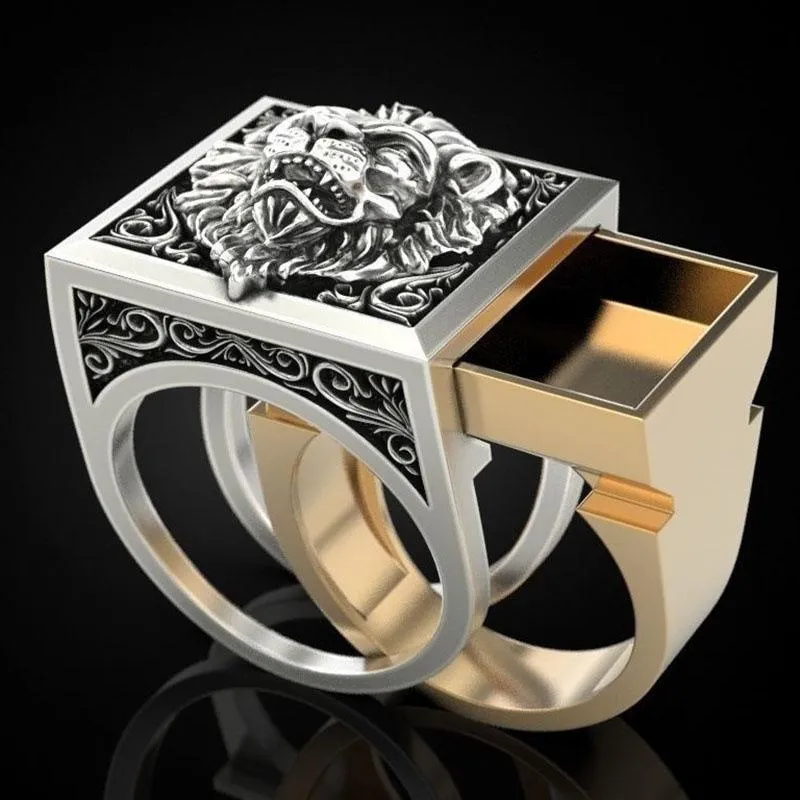 Wedding Rings Liemjee Personality Lion Skull Ring Creative Invisible Box Storage Jewelry For Men Women Feature Namour Charm Gift All Seasons