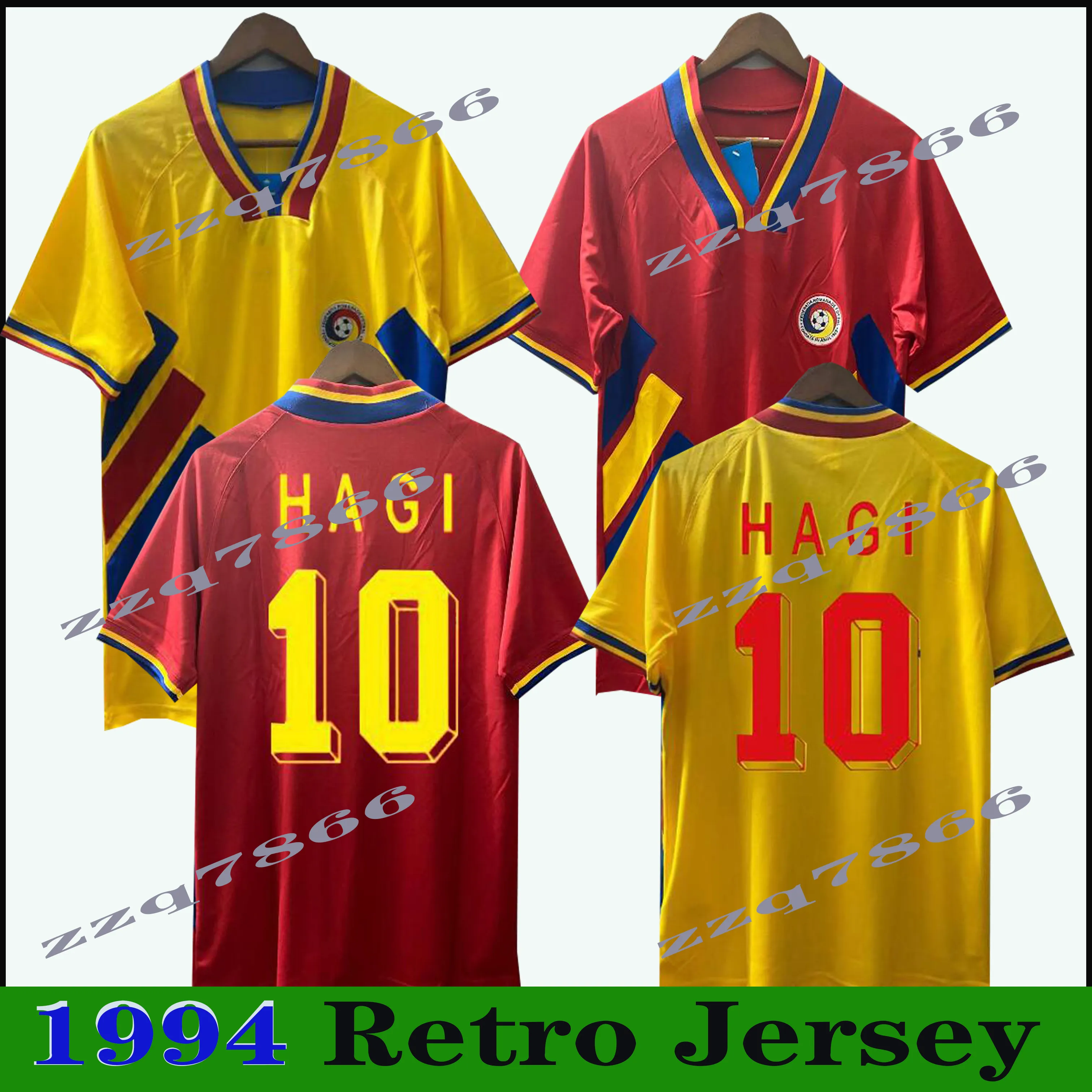1994 Retro Rumänien HAGI Fußballtrikot CHIRICHES POPESCU MAXIM Shirt RADUCIOIU Futbol calcio PETRESCU MOLDAVAN PRODAN klassisches Unifom