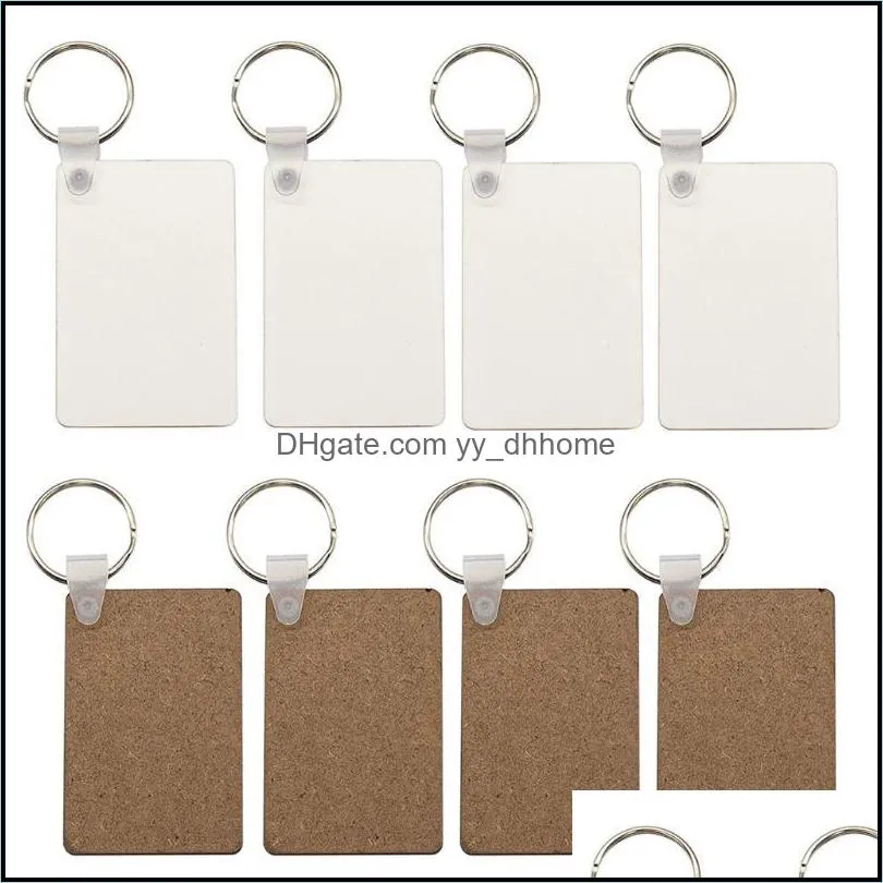 Keychains A2UA 30Pcs Wooden Hardboard Blank Rectangle MDF Sublimation Heat Transfer Kit Jewelry Making