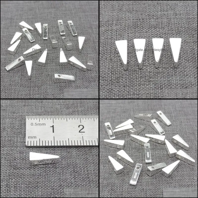 Other Loose Jewelryother 4Pcs Of 925 Sterling Sier Plain Triangle Spike Beads For Bracelet Necklace Drop Delivery 2021 C75Ja