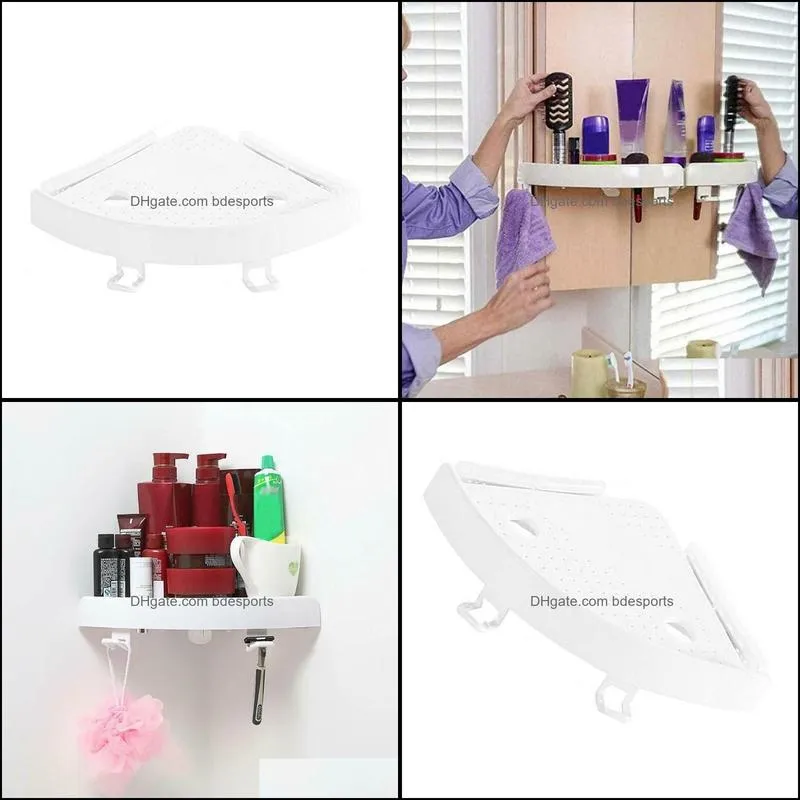 Bath Accessory Set 1x Corner Shelf Bathroom Triangular Shower Rack Storage Holder Organizer