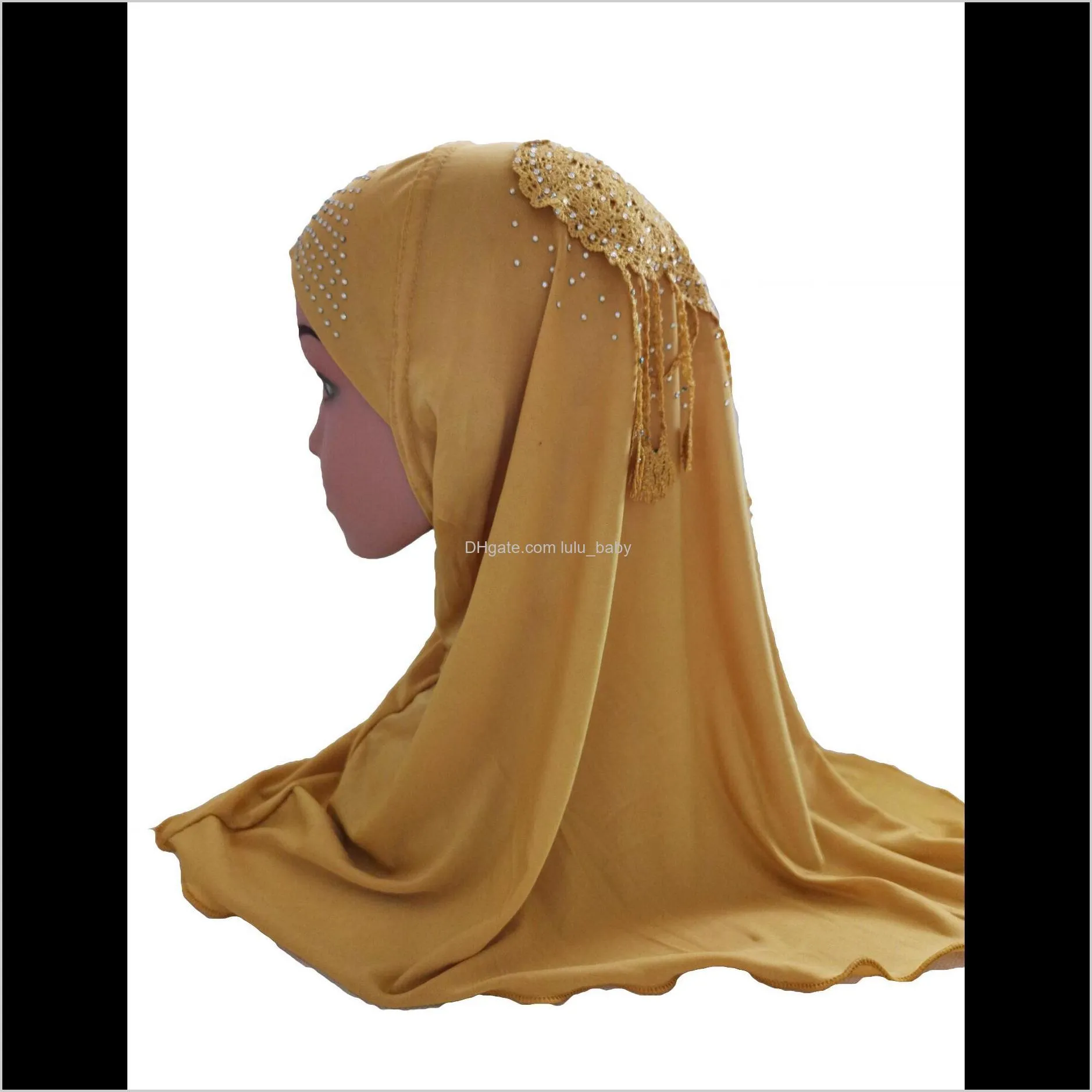 girls kids muslim hijab islamic arab scarf shawls headscarf amira cap arab hat rhinestone headwear niquabs neck cover hijabs new