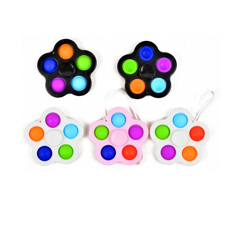 Fidget Spinner Toys Push Bubble Silicone Fingertip Top Decompression Keychain Rodent Killer Sensory Balls Keyring Pendant