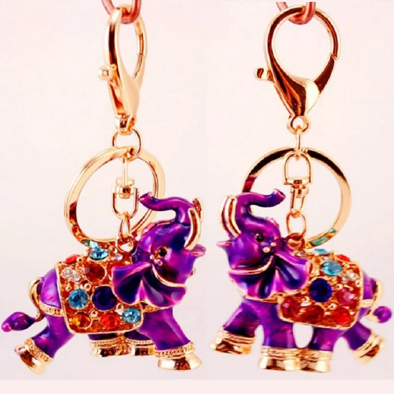 Rhinestone Crystal elephant Keychain Keyring Pendant elephant Key Chain Ring Holder Alloy Keychains Gift