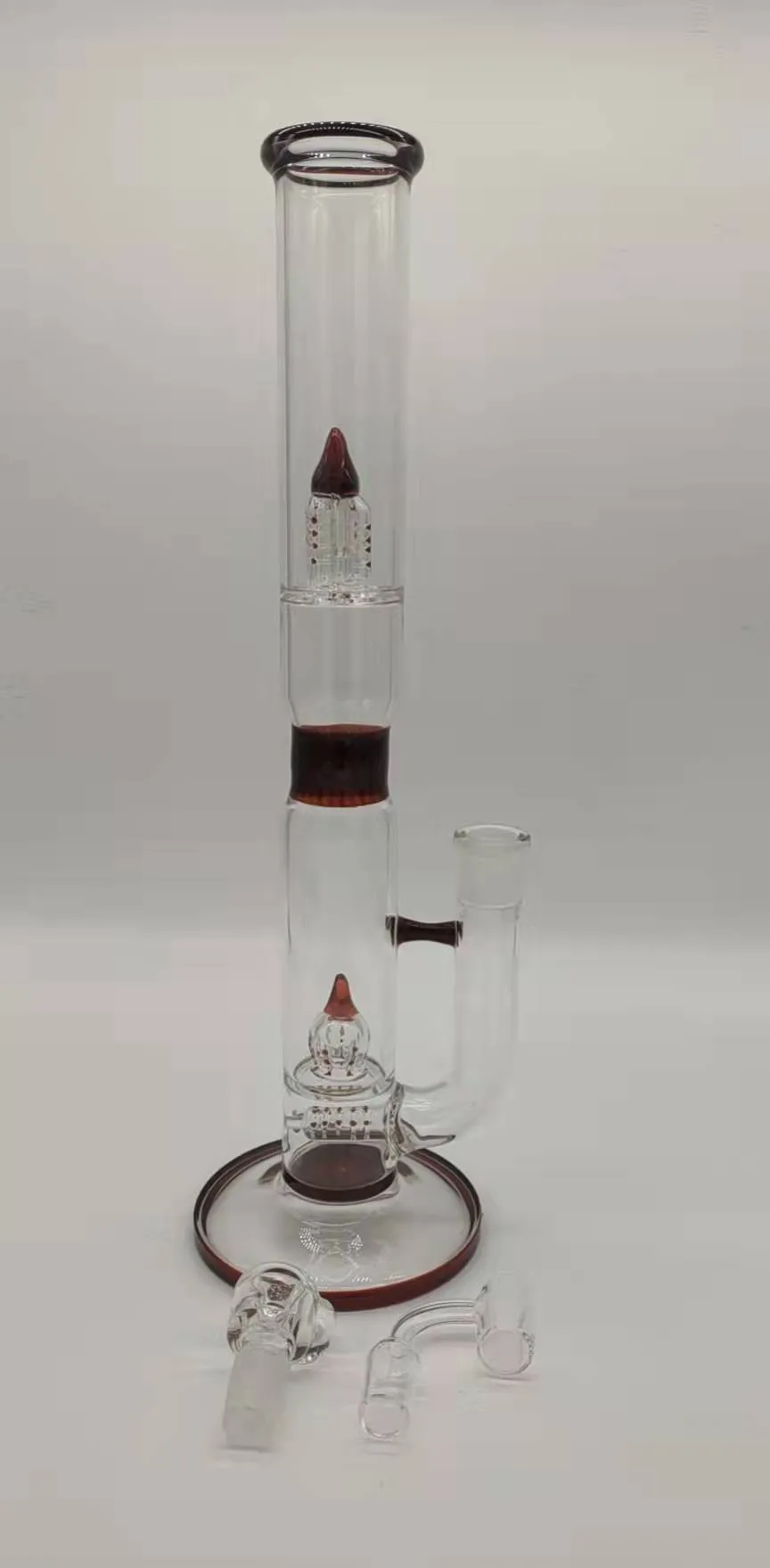 Narghilè in vetro Bong dritto in vetro Rocket alto 15,8 pollici e spesso 5 mm