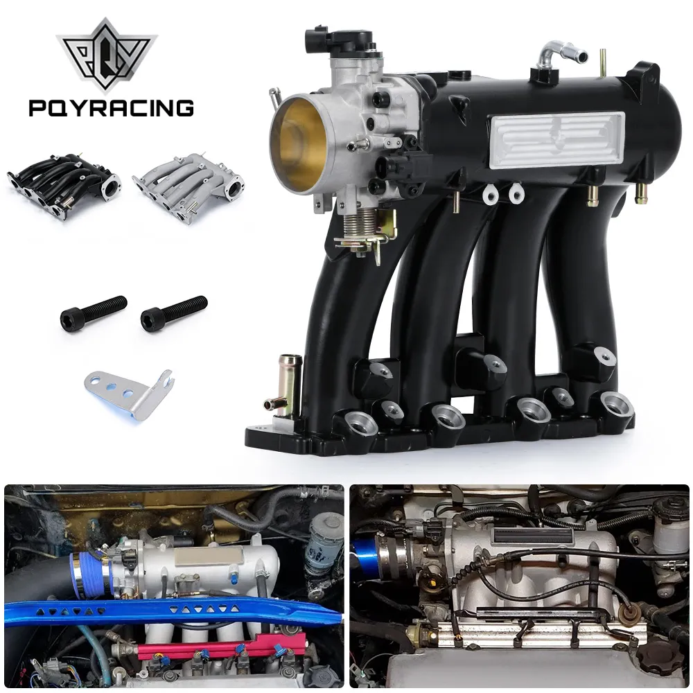 PQY - Aluminum D15 D16 D-SERIES Intake Manifold With 70mm Throttle Body And TPS For 1988-2000 HONDA CIVIC CRX DEL SOL PQY-IM51-TTB92
