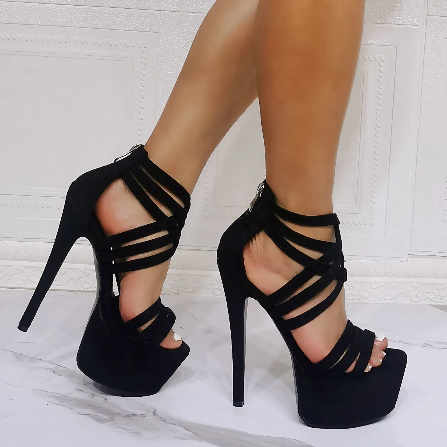 Handgemaakte Ontwerpers Dames Stiletto Hoge Hakken Sandalen Ronde Neus Nachtclubs Grote Maten 46 Zomer Sexy Feest Schoolfeest Alledaagse kleding Mode Schoenen H