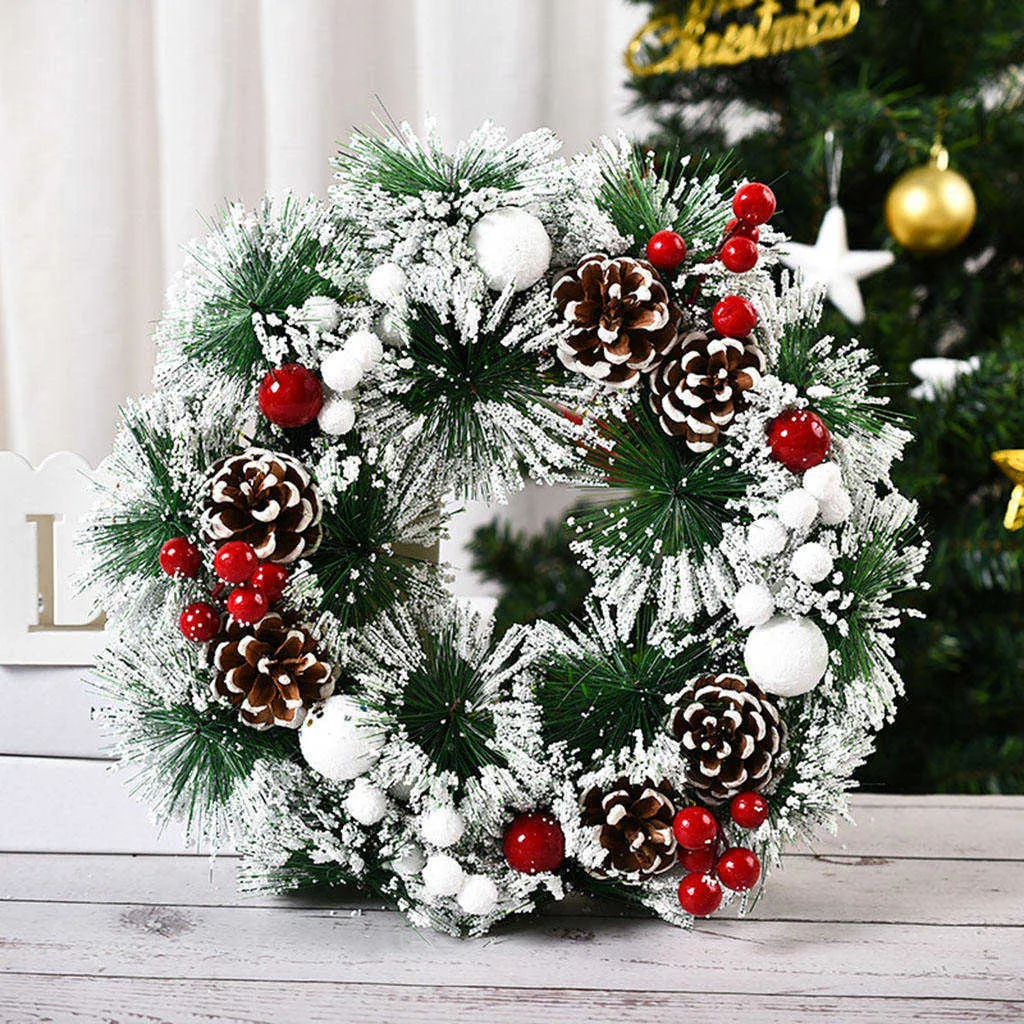 Artificial Christmas Wreath Decorative Accessorie Colorful Beautiful Window Door Garland for Front Door Windows Party Decor