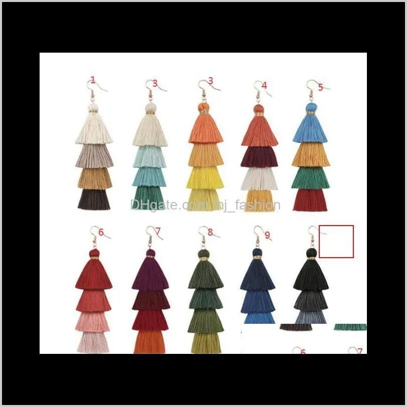 JewelryFashionable Bohemian Long Tassel örhängen Kvinnlig flerskikt Handgjorda örhängen Dingle Chandelier Wholesale Säljer 1850 droppleverans