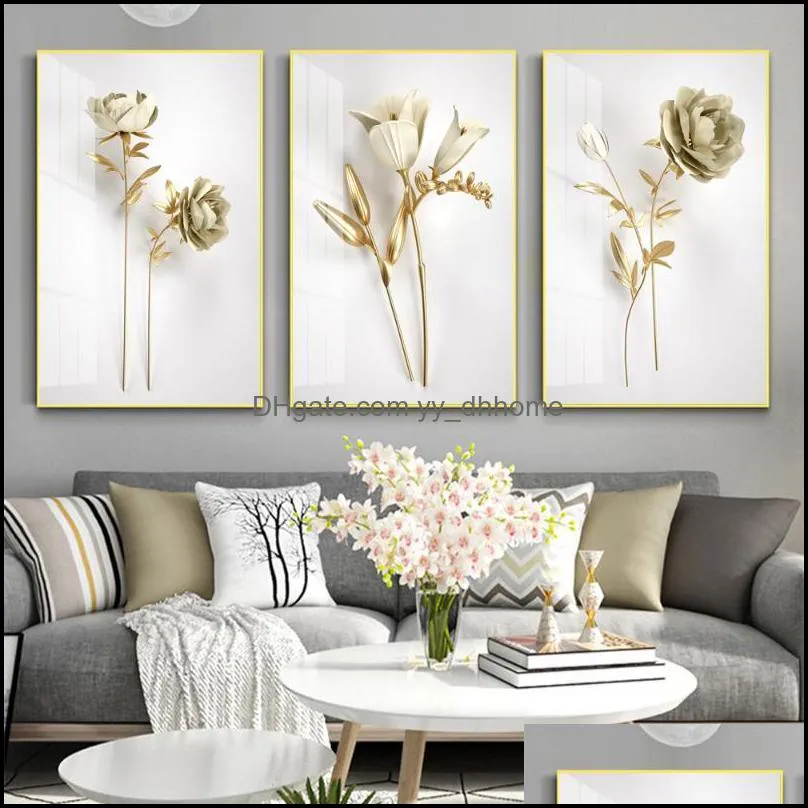 Paintings Modern Style Minimalist Oil Painting Gold Plant Leaves Canvas Wall Art Corridor Living Room Bedroom Home Decoration