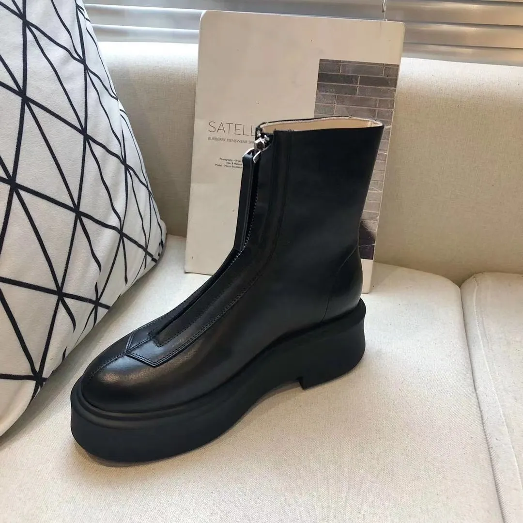 Luxury Designer Leather Chelsea Margiela Tabi Boots With Platform