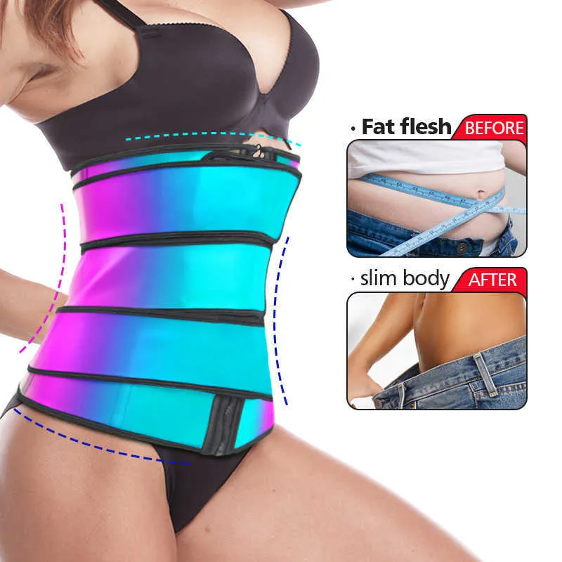 Latex Midja Trainer BodySheper 9 Stålben Kvinnor Cincher Corset Fluorescerande Färg Shapewear Belly Reductoras Booty Shapers