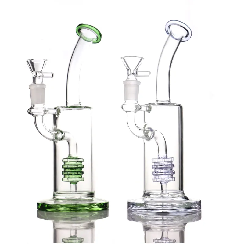 Hookah 9 pulgadas Torus Bongs de vidrio Trinquete Barril Percoladores Tubería de agua Aceite Dab Rig 14 mm Junta hembra