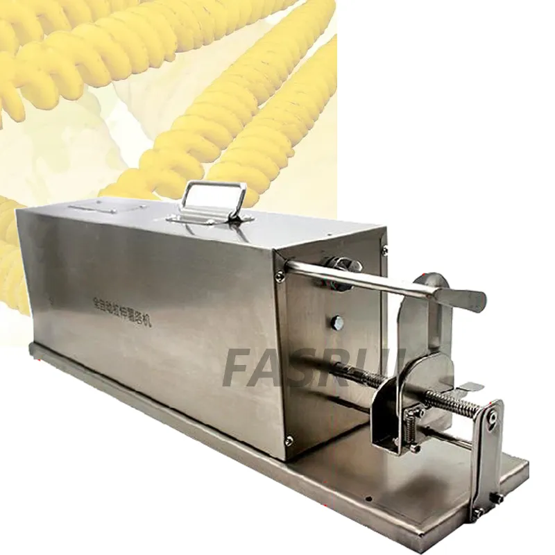 Elektrisk potatis torn maskin kommersiell automatisk stretch rostfritt stål cyklon potatis chip maker