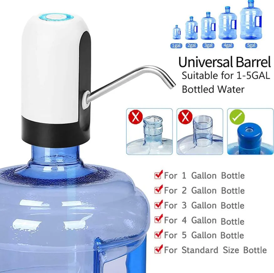 Pompe à bouteille d'eau portable USB chargeant le distributeur d'eau électrique automatique pompe bouteille pompe à eau commutateur automatique distributeur de boisson avec boîte