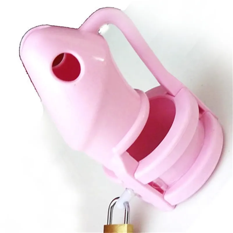 HappyGo, Man Rosa Silikon Chastity Device Kukburar med 3 Penis Ring CB3000 Vuxen Sexleksaker M800-PNK 211013