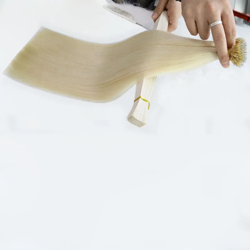 Top Qualität Russisch Gerade 100g Schwarz Blondes Doppel Gezeichnetes Haar Eine Spender Rohe Tipp Keratin Pre Conded Nano Ring HumanHair Jungfrau