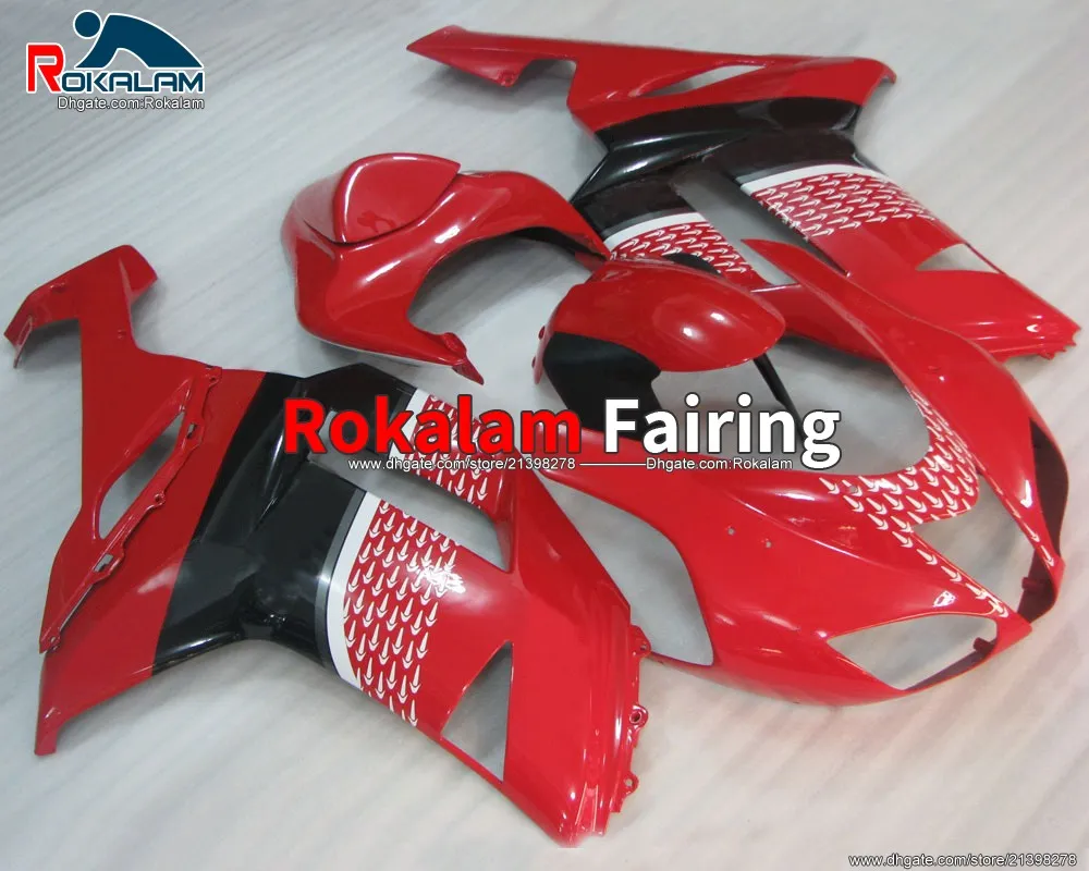Röda Fairings för Kawasaki Ninja Fairing ZX6R ZX 6R 2007 2008 ZX-6R 07 08 Fairing Cover (formsprutning)
