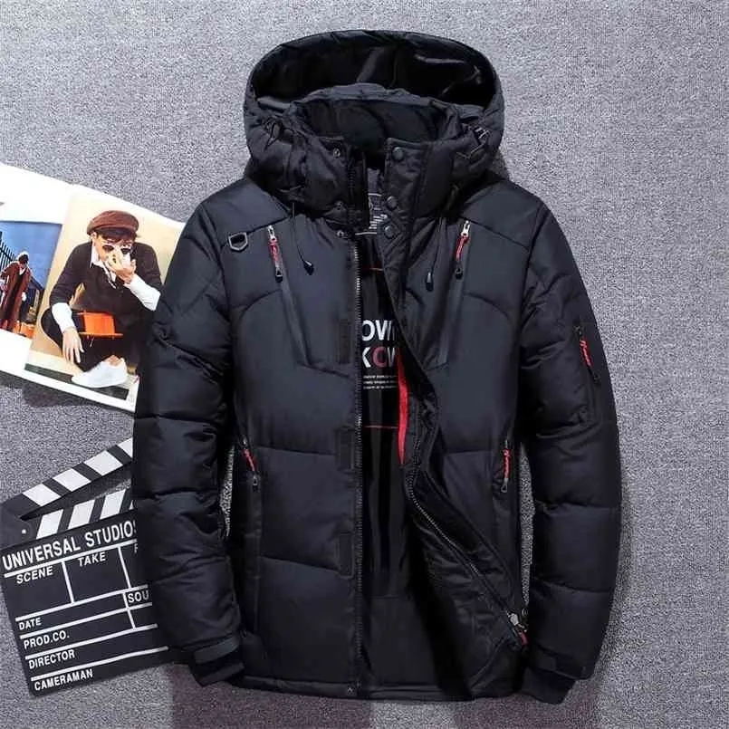 Casual Winter Warm Snow Jackets Herrkläder Vit Duck Down Jacka Parkas Man Thicken Coats Male -20 graders vindbrytare Park 210914