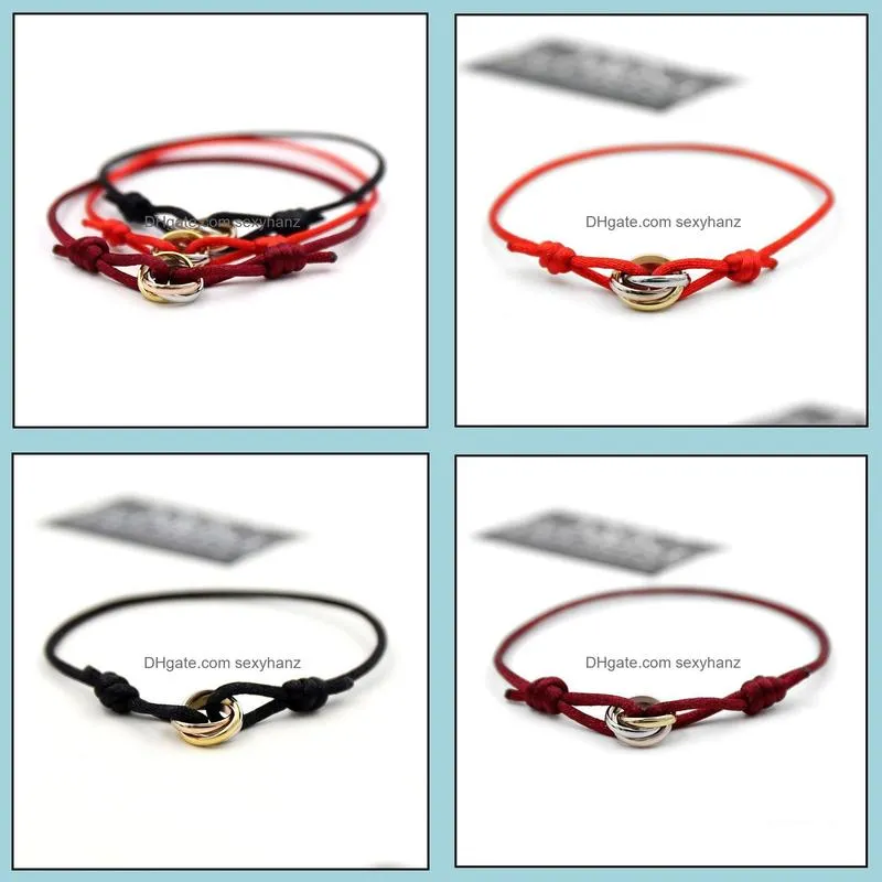 Wholesale brand Love bracelet bangle for Women three circle three colors stainless steel rope h bracelets Pulseira Feminina Masculin