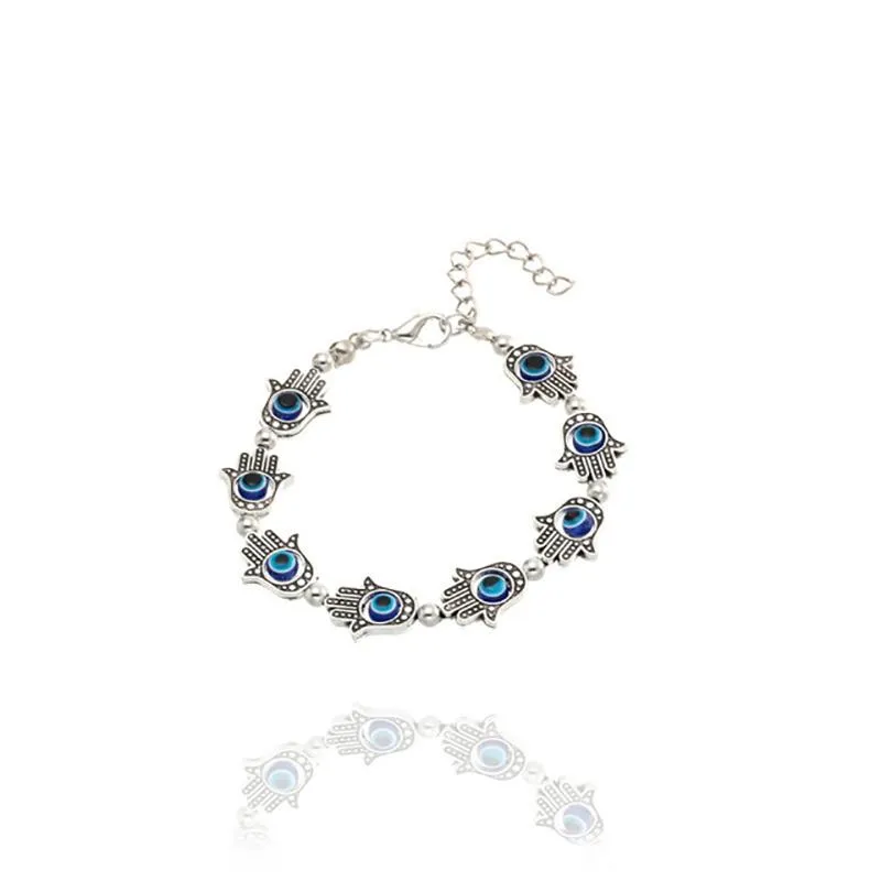 Link, chaîne chanceux charme dames bracelet creux inlay bleu oeil bleu matières matériau de la mode tempérament de la mode fille bijoux cadeau