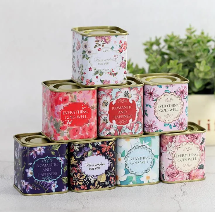 Metal Portable vintage Tea Tins Lids Container Gifts Wrap Boxes for wedding birthday company gift package SN3320