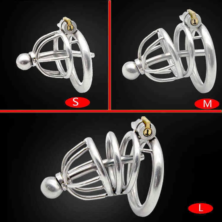 NXY Dispositivo di Castità Maschile in Acciaio Inossidabile 304 Metallo con Uretra Catetere Gabbia Anello per Pene Cintura Giocattolo Del Sesso Bdsm Mens Cock Rings1221