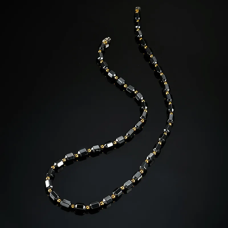 Bijoux à la main en gros Bracelet perlé Collier hématite Collier Noir Thérapie magnétique Black